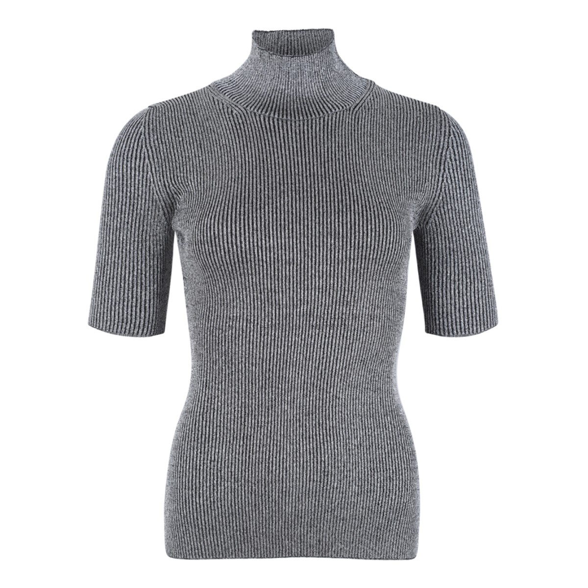Missoni Grey Ribbed Wool Turtleneck Top.