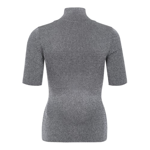 Missoni Grey Ribbed Wool Turtleneck Top. 2