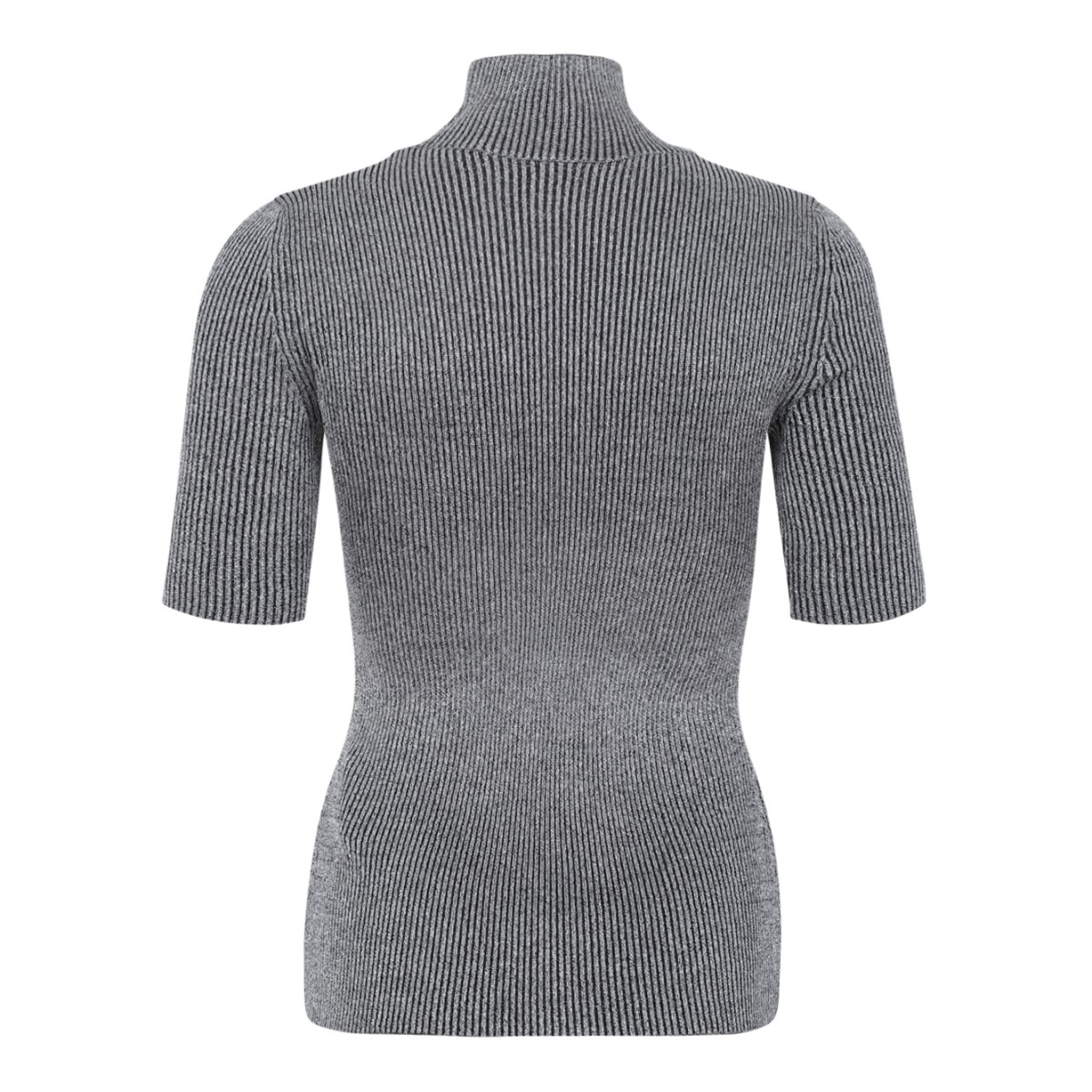 Missoni Grey Ribbed Wool Turtleneck Top.