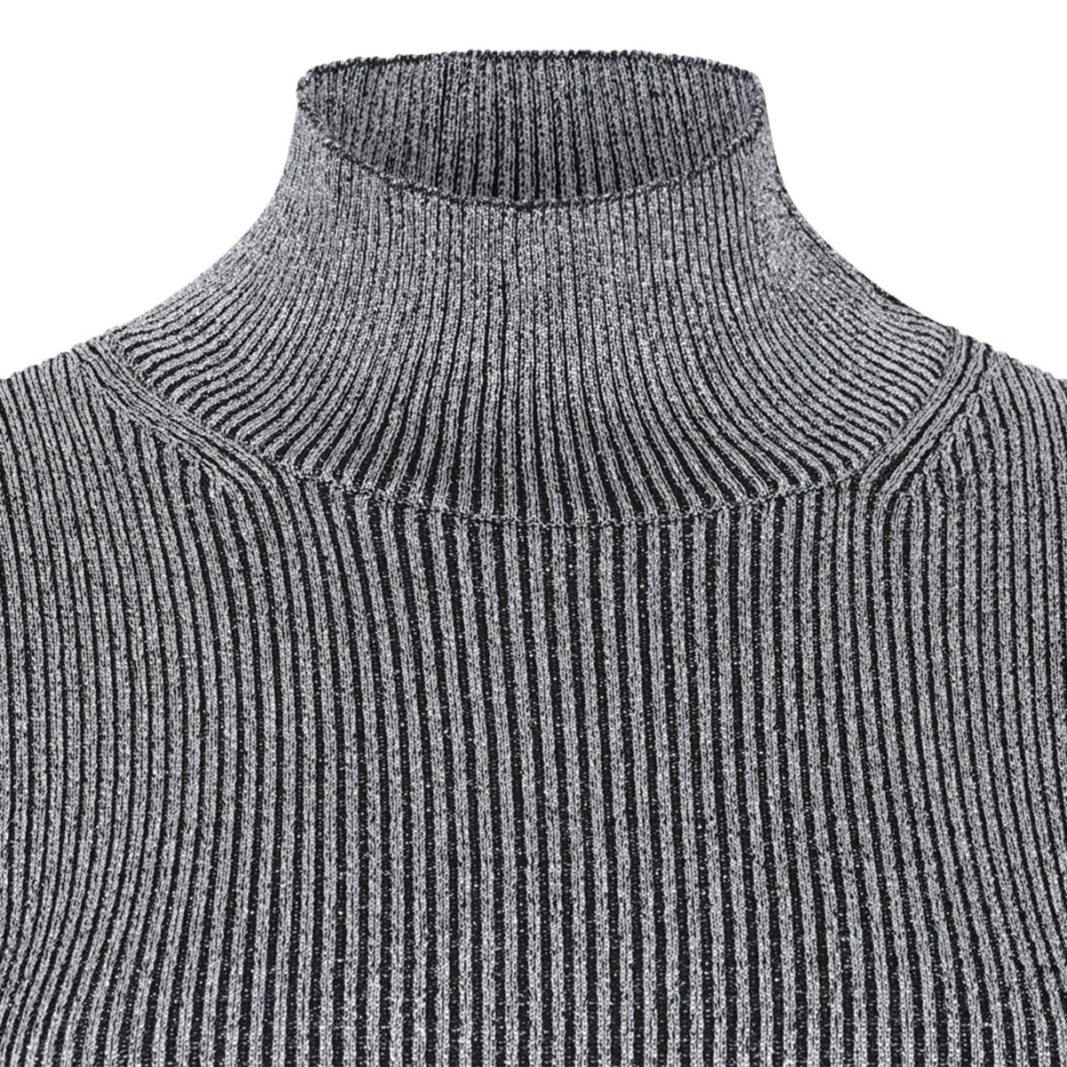 Missoni Grey Ribbed Wool Turtleneck Top.