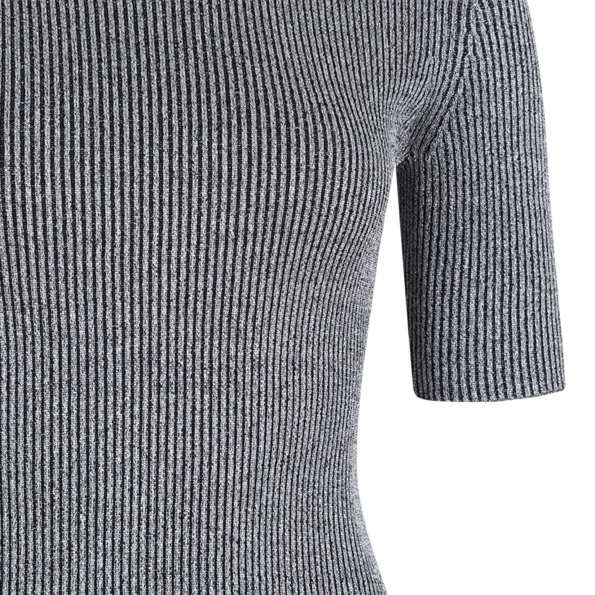 Missoni Grey Ribbed Wool Turtleneck Top.