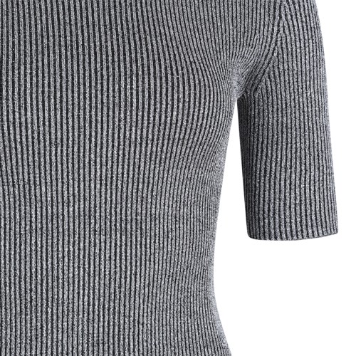 Missoni Grey Ribbed Wool Turtleneck Top.