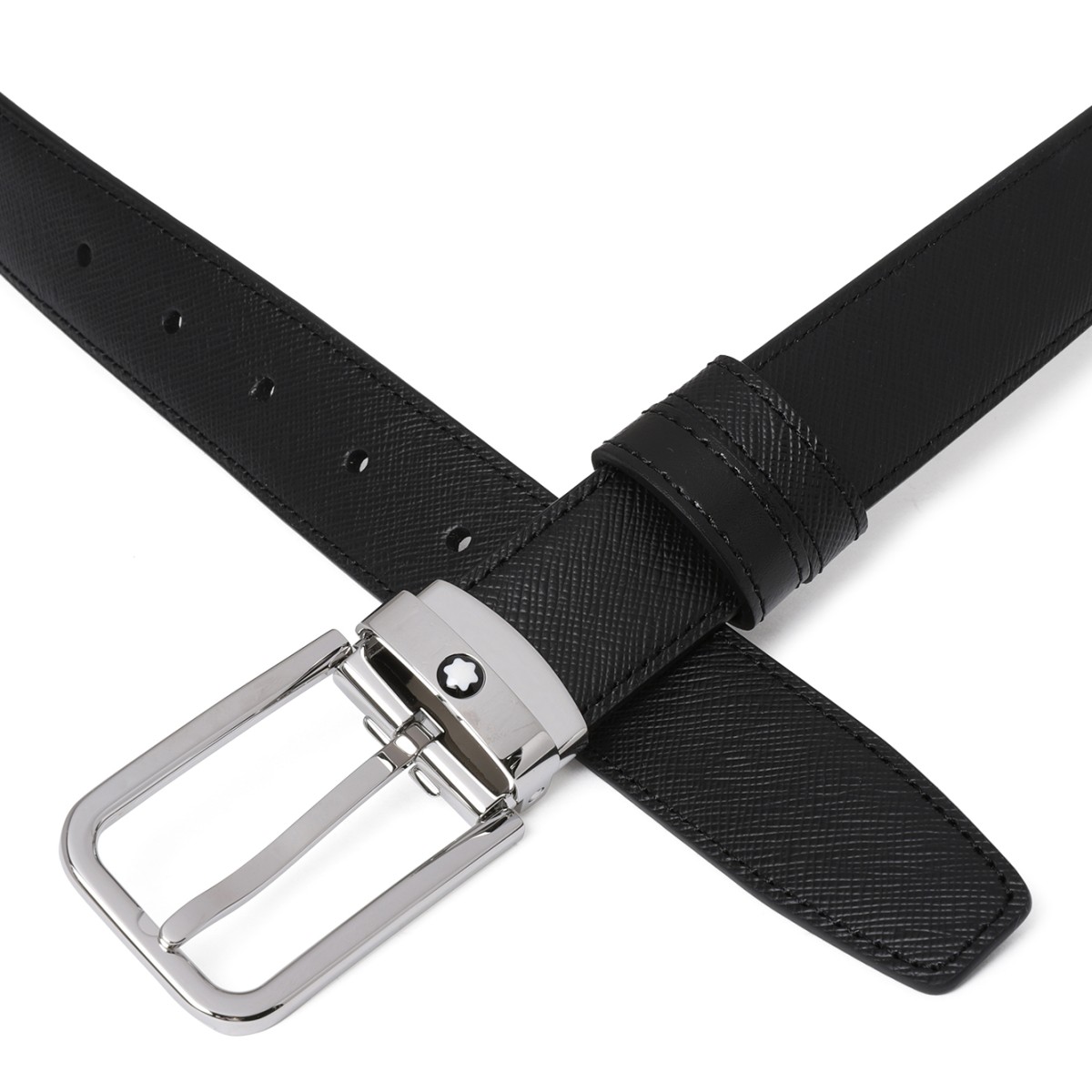 Montblanc Black Reversible Leather Belt.