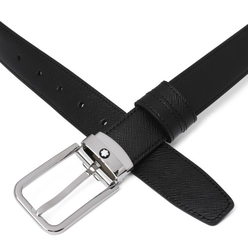 Montblanc Black Reversible Leather Belt.