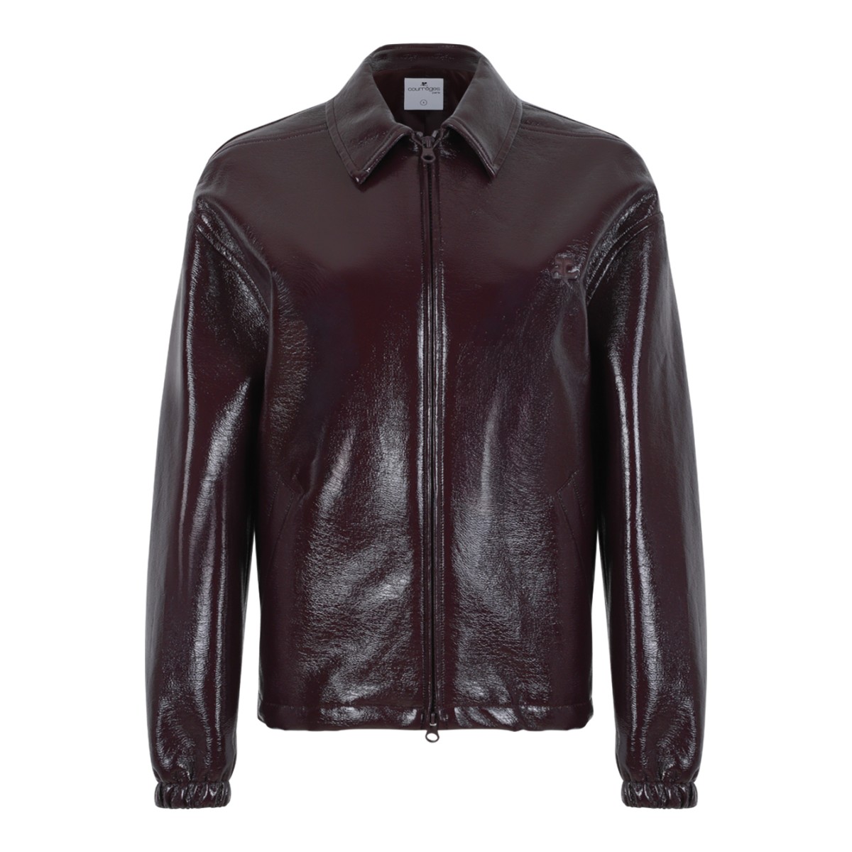 Courrges Dark Burgundy Coated Leather Jacket.