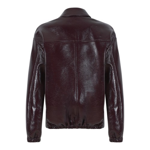Courrges Dark Burgundy Coated Leather Jacket.