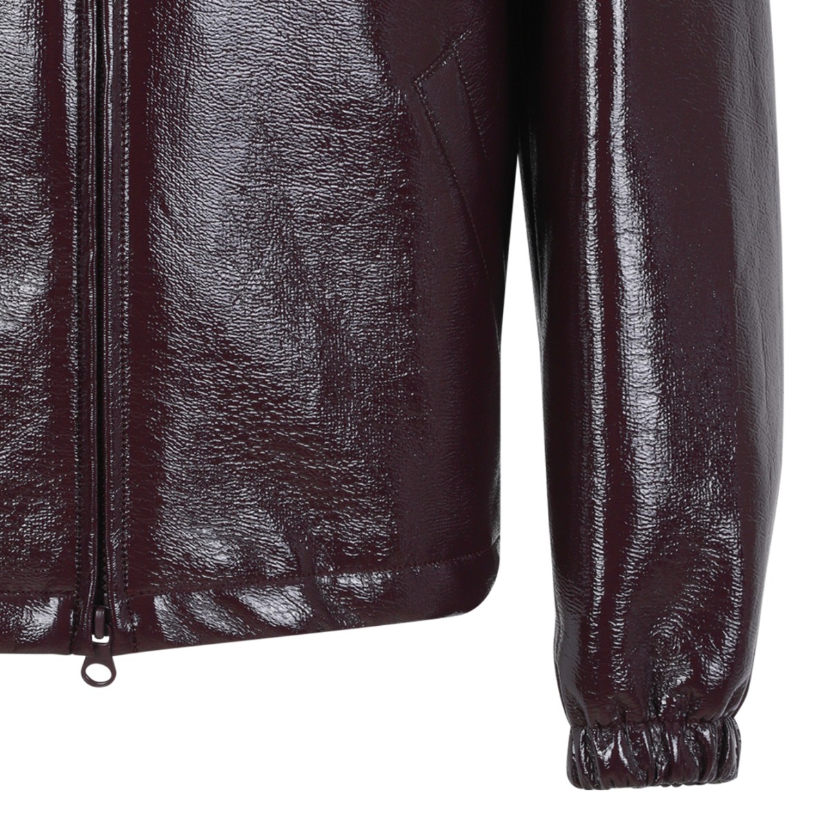 Courrges Dark Burgundy Coated Leather Jacket.