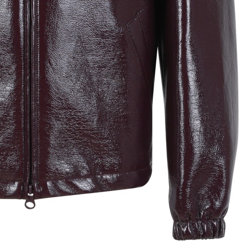 Courrges Dark Burgundy Coated Leather Jacket.