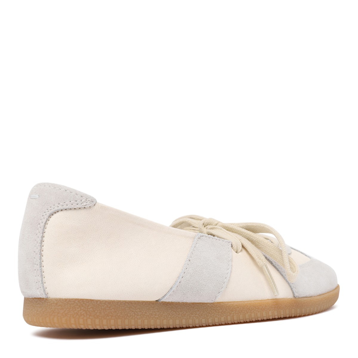 Maison Margiela White & Grey Leather Ballet Sneakers.