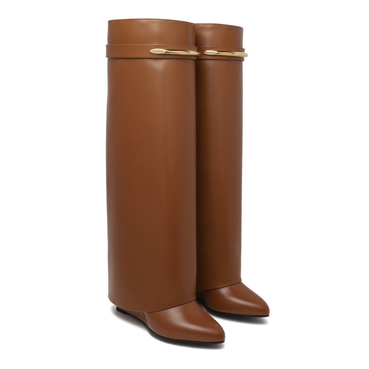 Givenchy Tan Rubber Rain Boots.