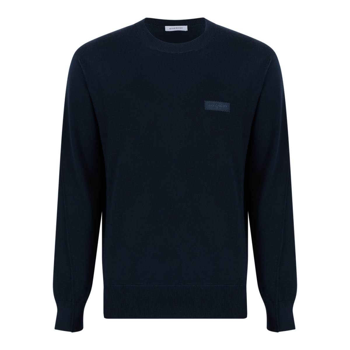Givenchy Navy Wool Crewneck Sweater.
