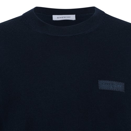 Givenchy Navy Wool Crewneck Sweater.