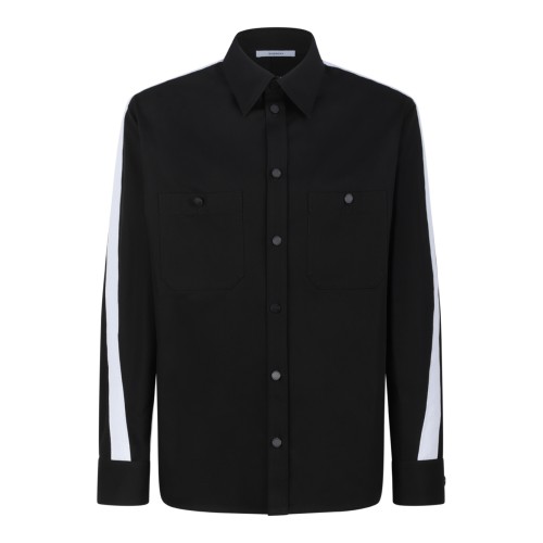 Givenchy Black Cotton Overshirt with Contrast Side Panels.