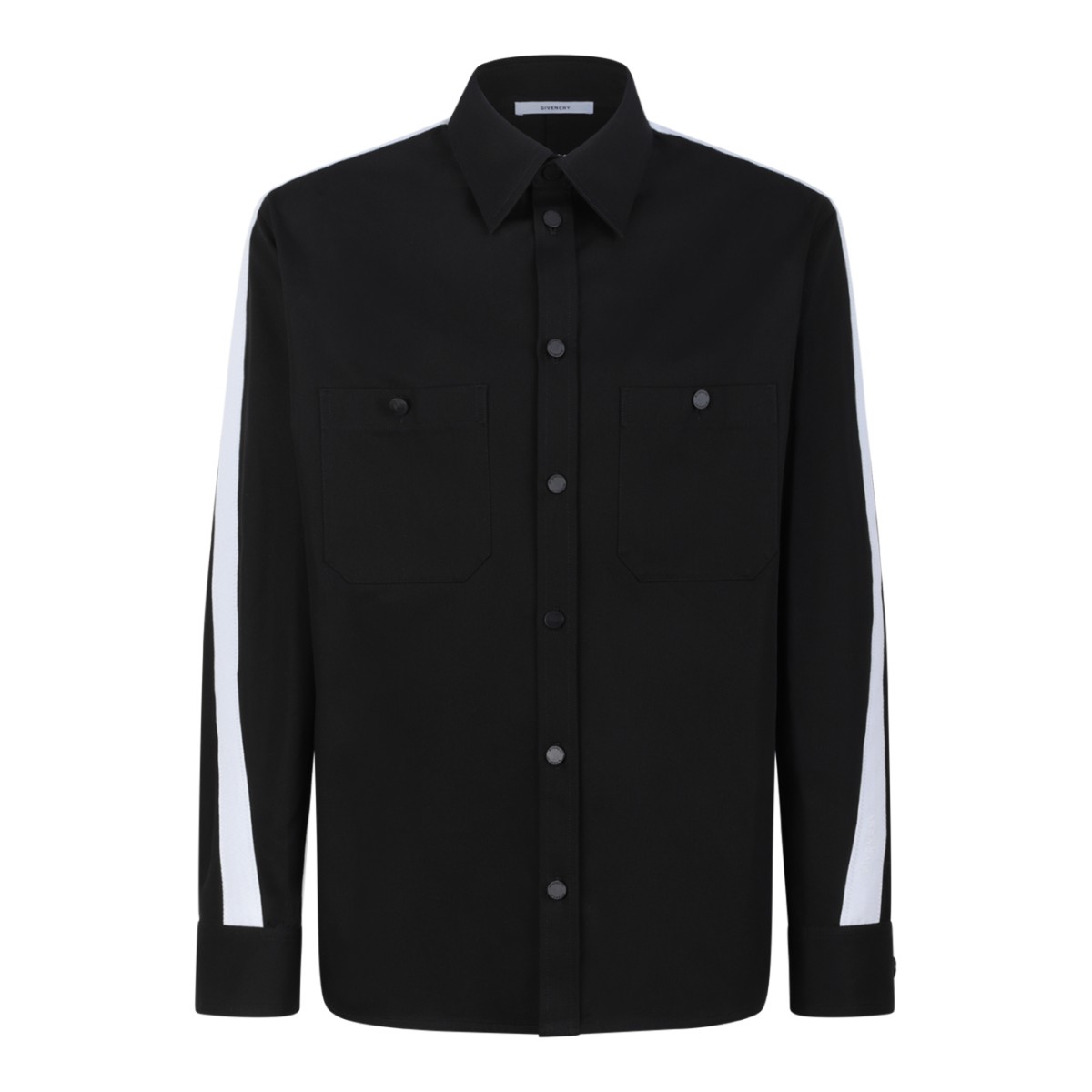 Givenchy Black Cotton Overshirt with Contrast Side Panels.