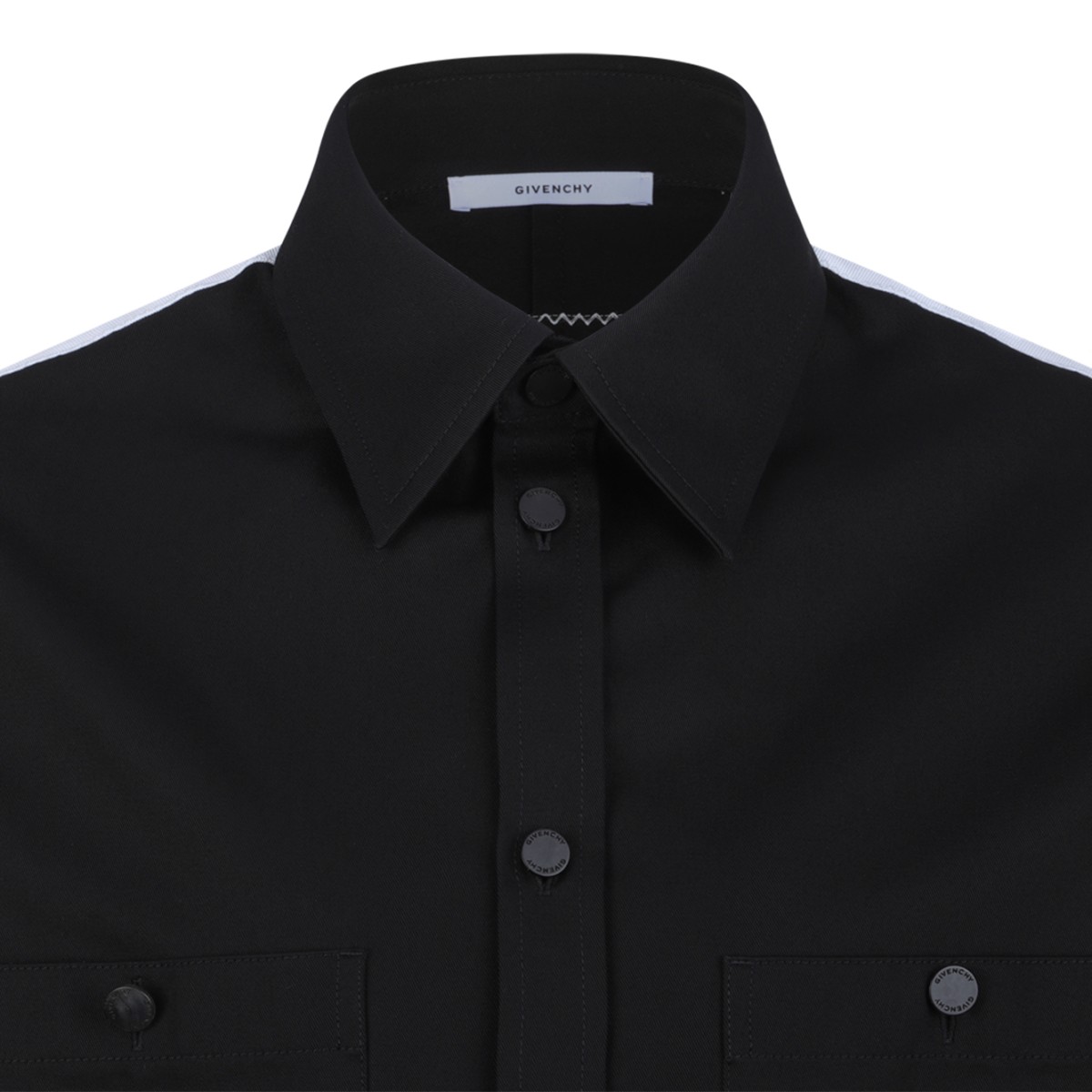 Givenchy Black Cotton Overshirt with Contrast Side Panels.