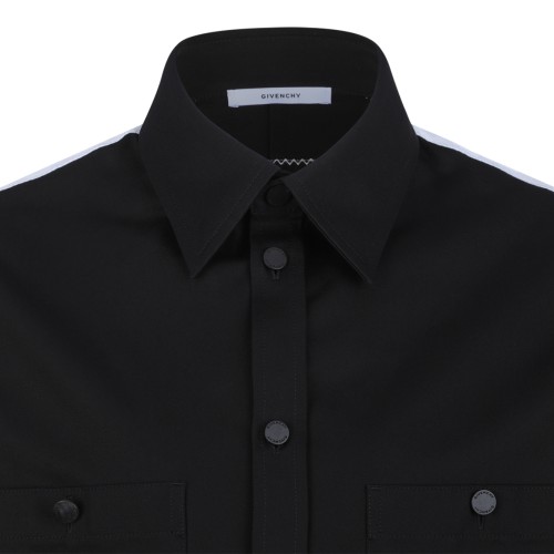Givenchy Black Cotton Overshirt with Contrast Side Panels.