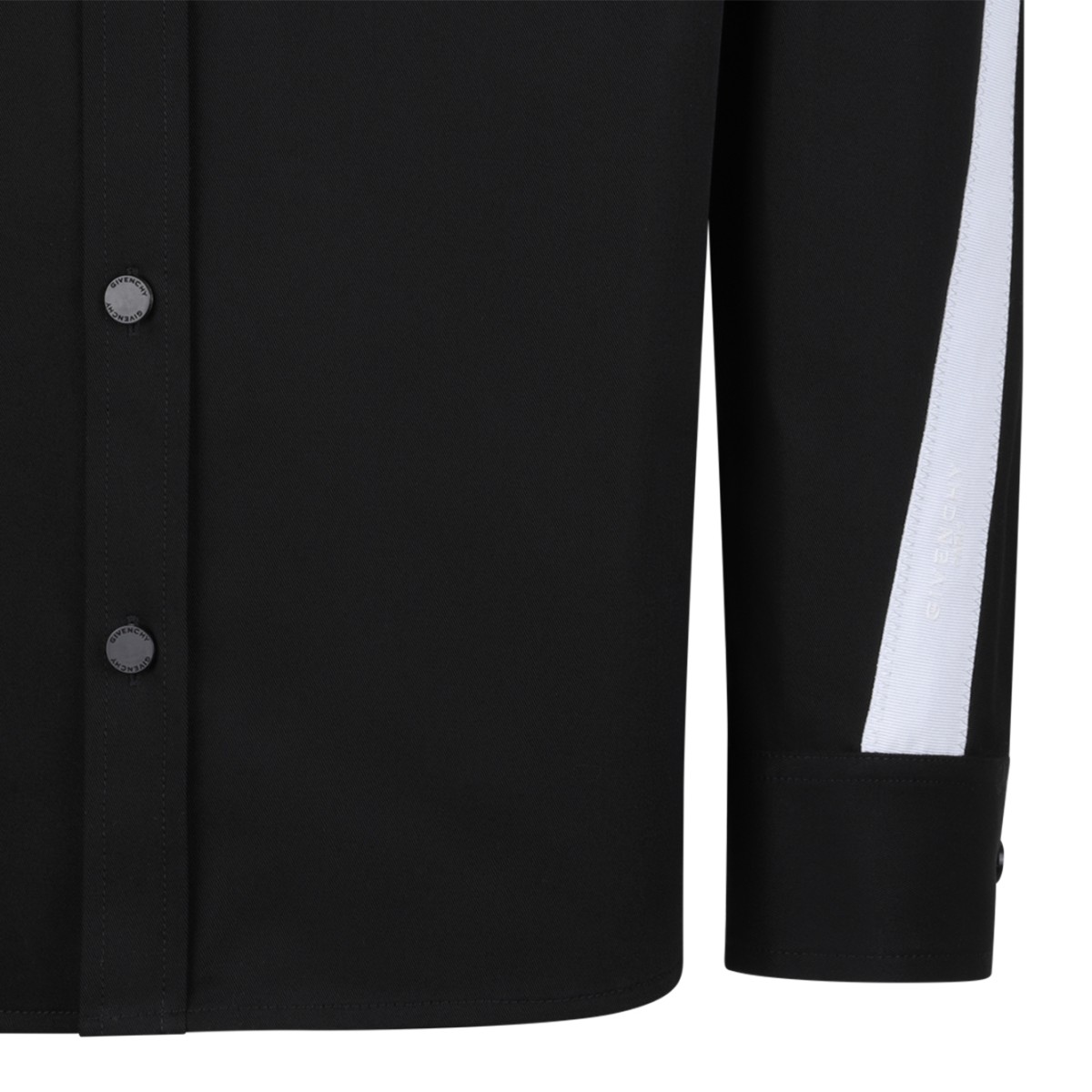 Givenchy Black Cotton Overshirt with Contrast Side Panels.