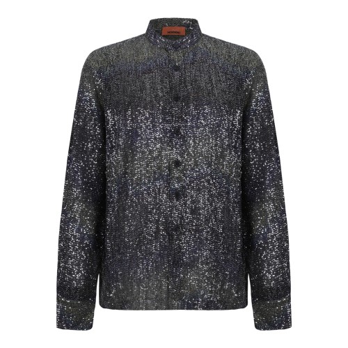 Missoni Black Metallic Knit Shirt.
