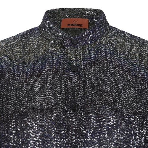 Missoni Black Metallic Knit Shirt.