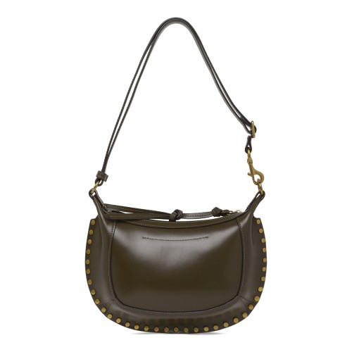 Isabel Marant Olive Leather Studded Shoulder Bag.