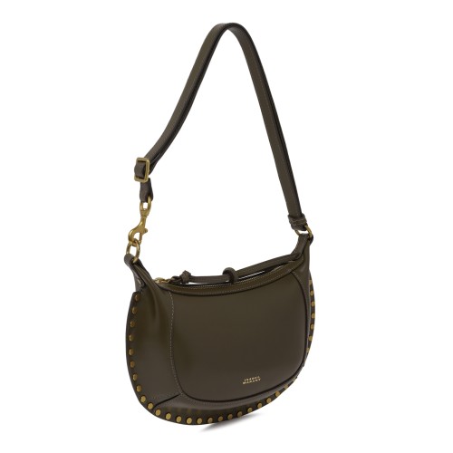 Isabel Marant Olive Leather Studded Shoulder Bag.