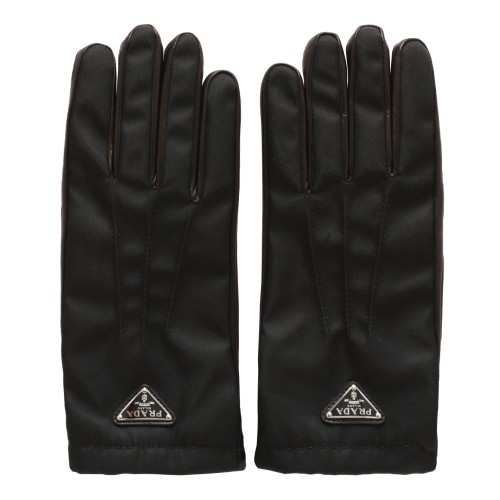 Prada Black Leather Gloves.