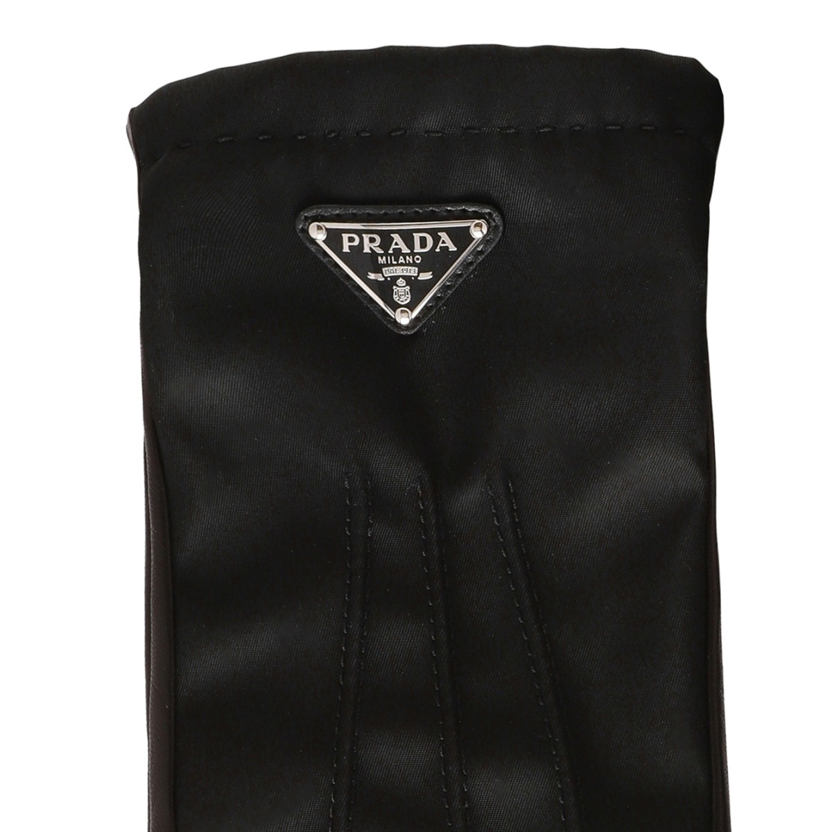 Prada Black Leather Gloves.