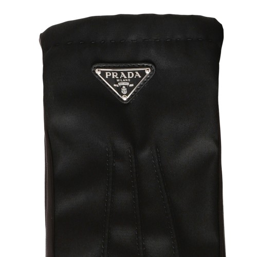 Prada Black Leather Gloves.