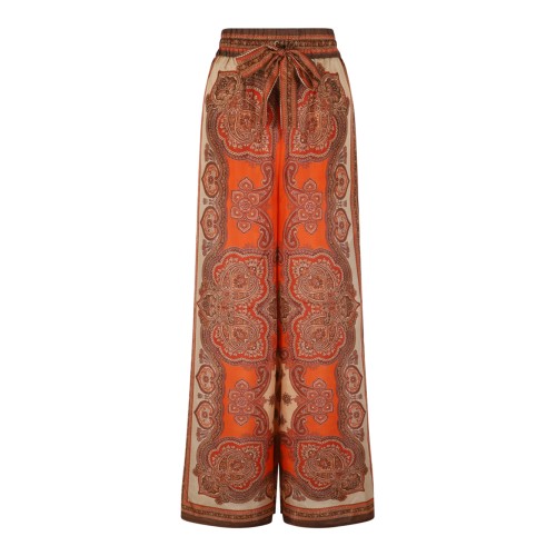 Zimmermann Paisley Print Wide-Leg Silk Trousers.