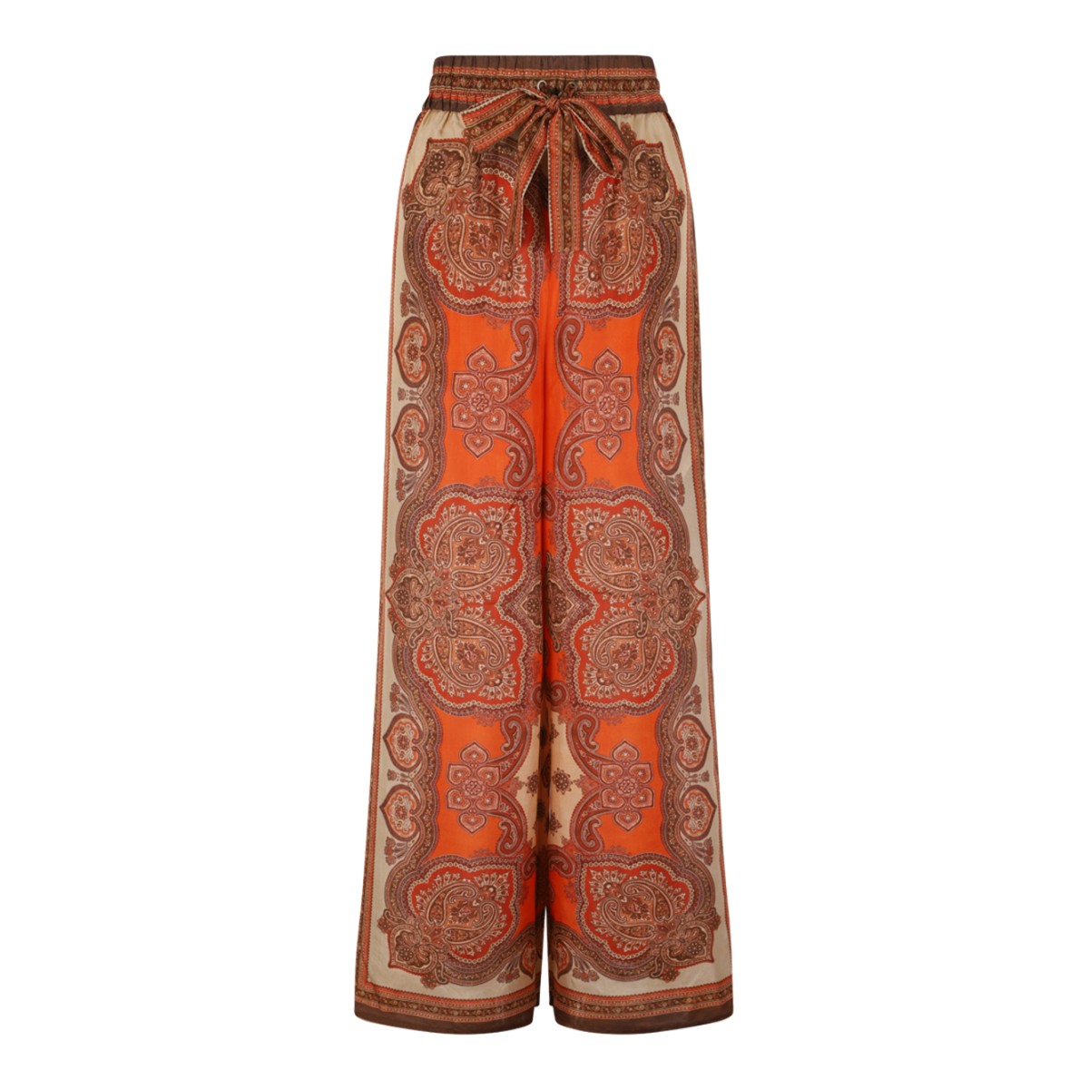 Zimmermann Paisley Print Wide-Leg Silk Trousers.