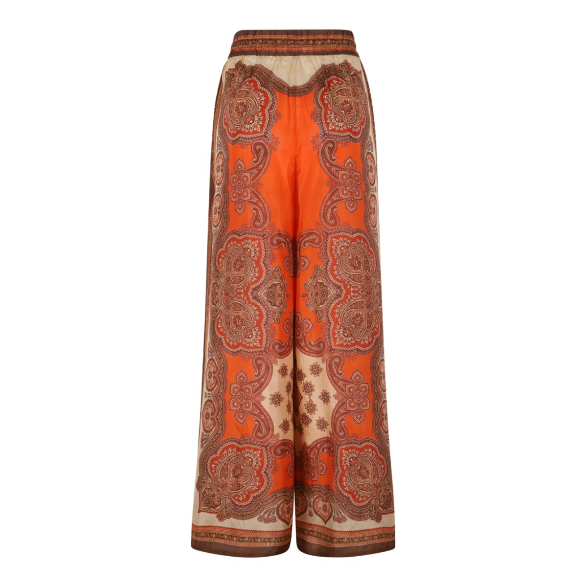 Zimmermann Paisley Print Wide-Leg Silk Trousers.