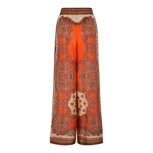Zimmermann Paisley Print Wide-Leg Silk Trousers.