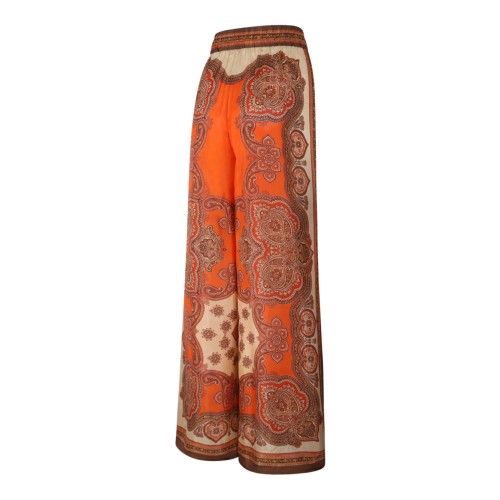Zimmermann Paisley Print Wide-Leg Silk Trousers.