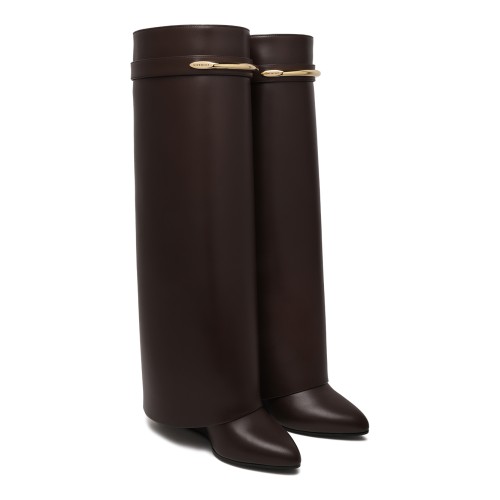 Givenchy Dark Brown Rubber Rain Boots.