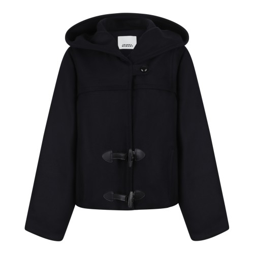 Isabel Marant Black Hooded Toggle Jacket.
