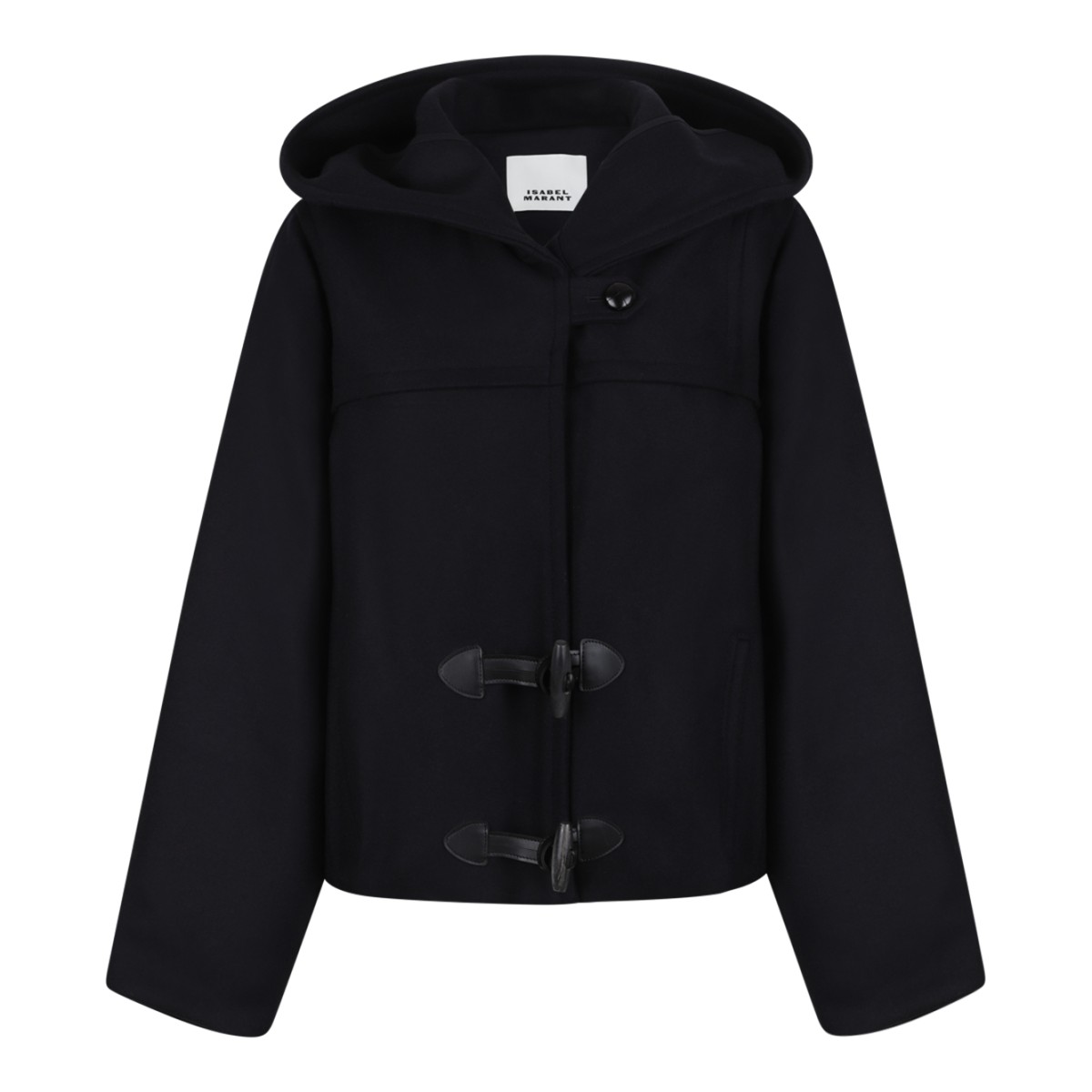 Isabel Marant Black Hooded Toggle Jacket.