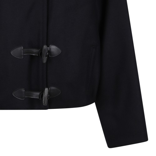 Isabel Marant Black Hooded Toggle Jacket.