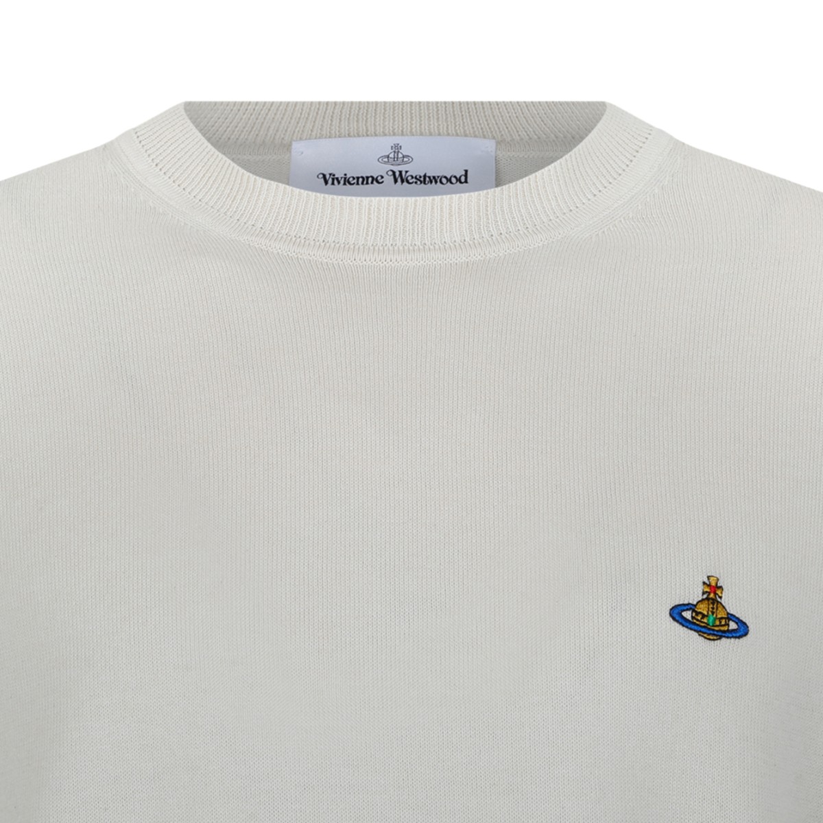 Vivienne Westwood Cream Wool Orb Sweater.