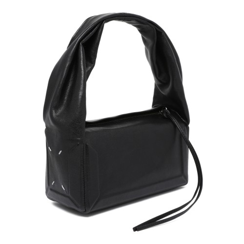 Maison Margiela Black Leather Shoulder Bag.