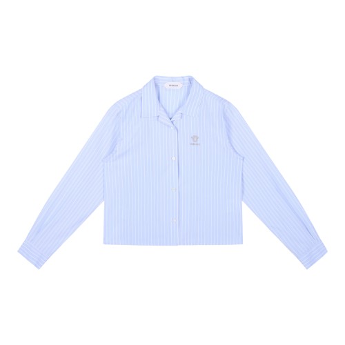 Versace Light Blue Striped Cotton Shirt.