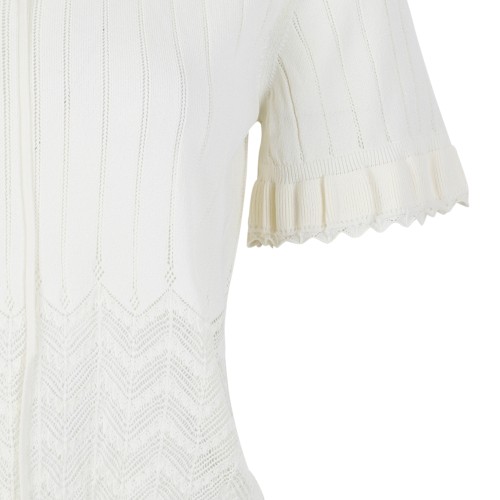 Alexander McQueen Ivory Open-Knit Short-Sleeve Sweater.