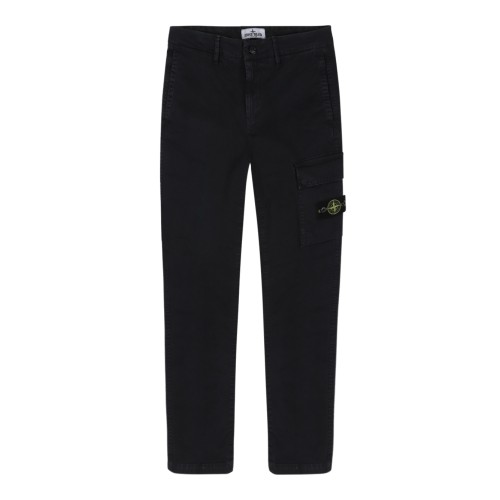 Stone Island Black Cotton Cargo Trousers.