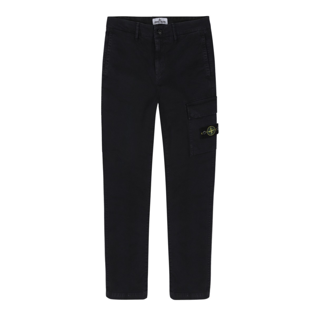 Stone Island Black Cotton Cargo Trousers.
