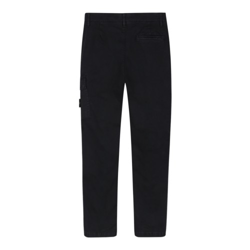 Stone Island Black Cotton Cargo Trousers. 2