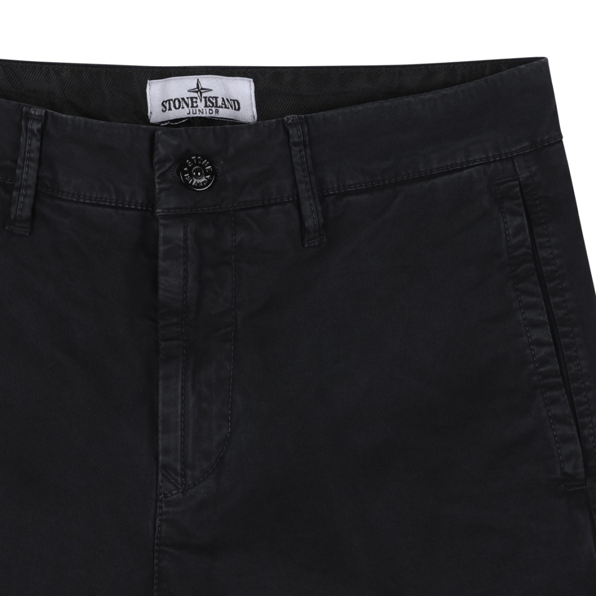 Stone Island Black Cotton Cargo Trousers.