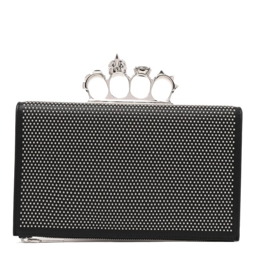 Alexander McQueen Black Crystal-Embellished Knuckle Clutch.