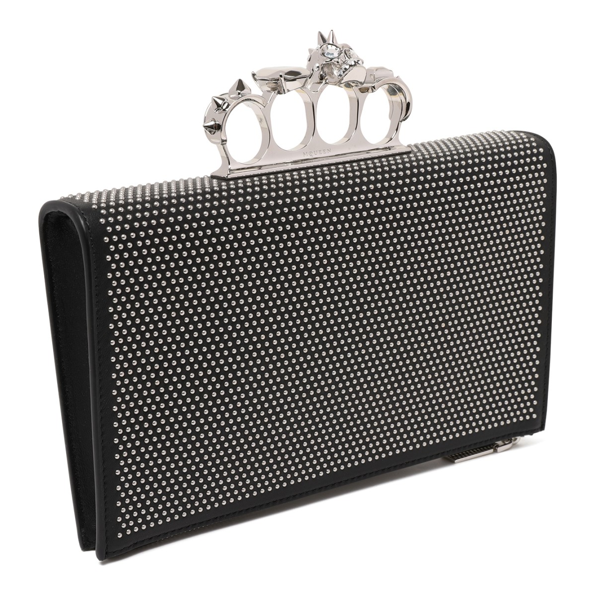 Alexander McQueen Black Crystal-Embellished Knuckle Clutch.