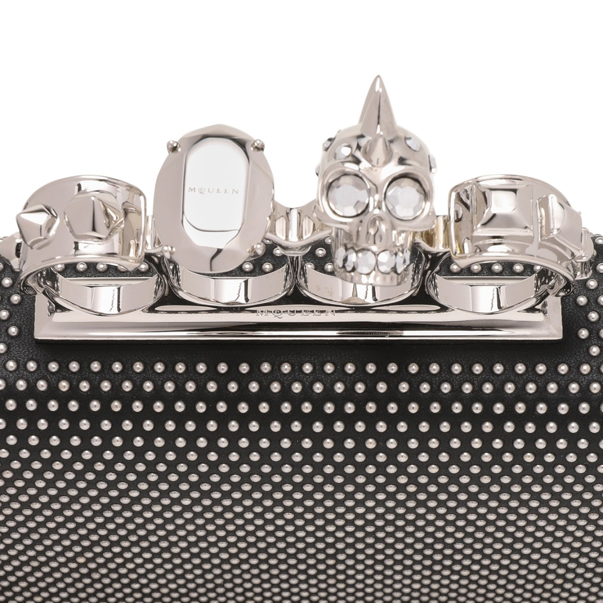 Alexander McQueen Black Crystal-Embellished Knuckle Clutch.