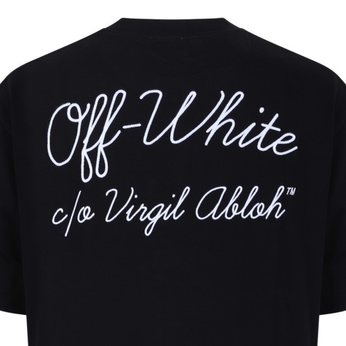 Off-White Black Logo Cotton T-Shirt.