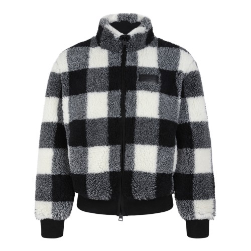 Givenchy Black & White Check Sherpa Fleece Jacket.